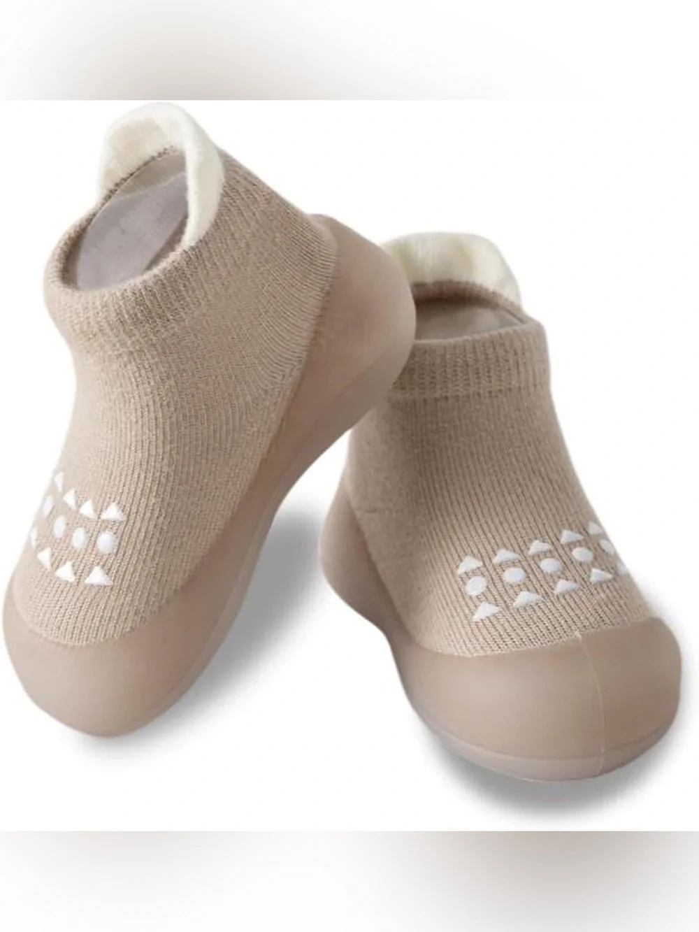 Kids Beige Slip-On Sock Shoes - Cushioned Non-Slip Soft Sole size 12-24 months